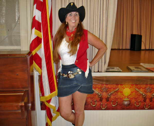 Karen Duquette at a country-western line dance party