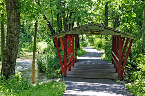 a small covered bridge