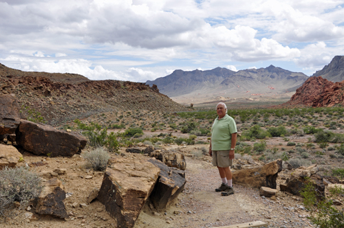 Lee Duquette walks along the trail looking for Petrified Logs