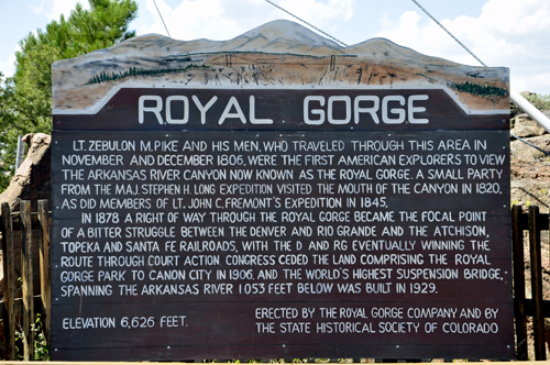 sign about the Royal Gorge