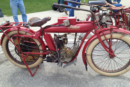 a vintage bike on display