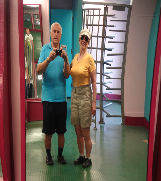 the two RV Gypsies photograph themselves in funny mirrors