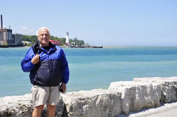 Lee Duquette with the lighthouse in the background
