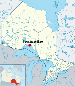 map showing location of Terrace Bay Beach