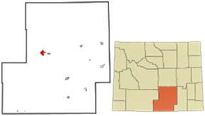 map of Wyoming showing location of Rawlins