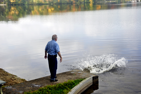 Murphy jumps and swims