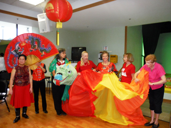 Karen Duquette and friends who were in the Parade of the Dragon