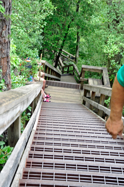 Lee Duquete on the stairs
