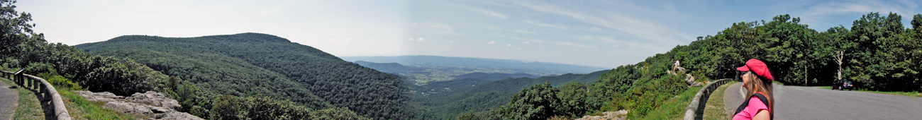 Karen Duquette and a 360 degree panorama in Shenaandoah National Park.