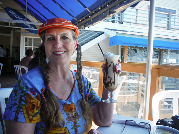 Karen Duquette with her relaxing chocolate pina colada
