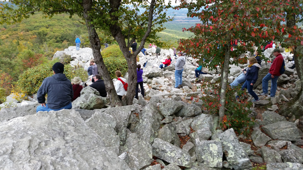 on the rocks at Hawk Mountain