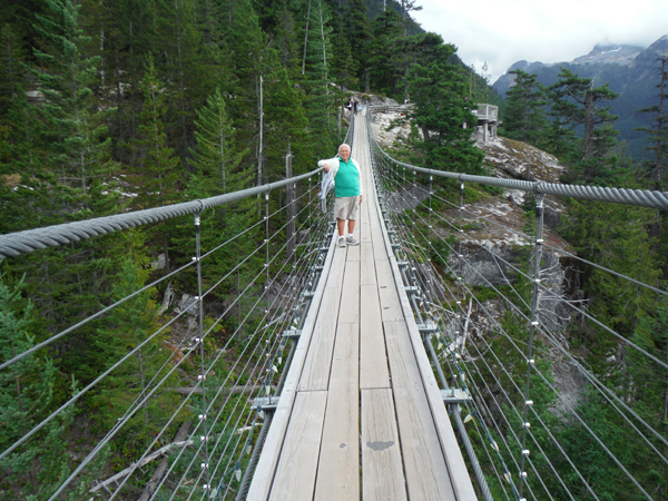 Lee Duquette on the suspension bridge