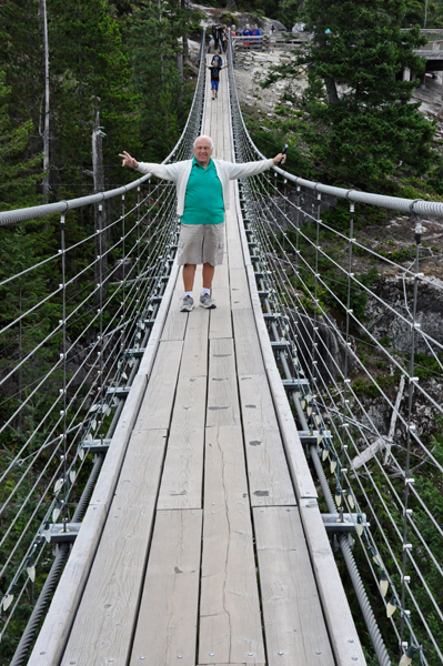 Lee Duquette on the suspension bridge