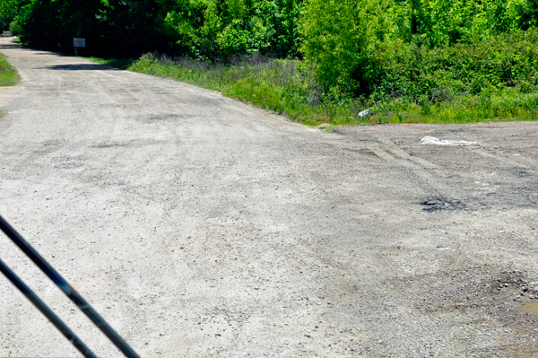 pot holes on the entry road to the campground