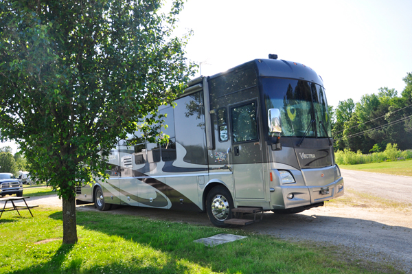 The RV of the two RV  Gypsies in their new yard