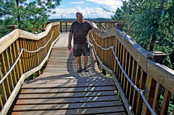 Lee Duquette on a wiggly bridge