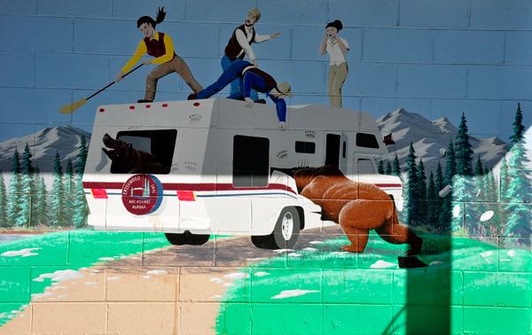 bear and RV collage