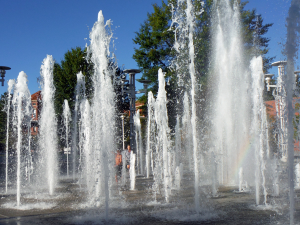 Karen Duquette in the water fountain