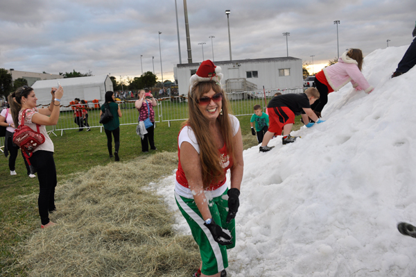 Karen Duquette hit by a snowball