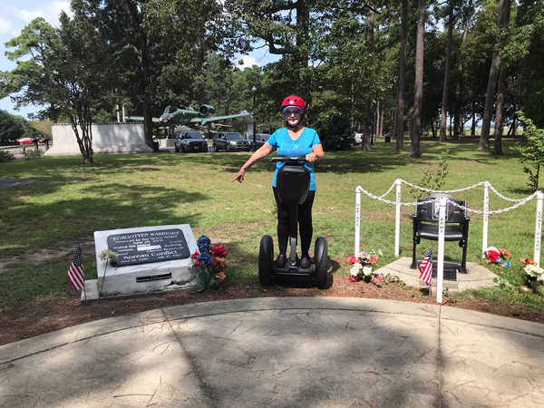 Karen Duquette by the historical monuments