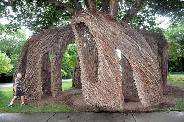 Lee Duquette entering the sturcture