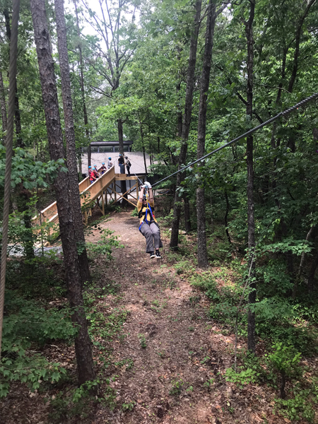Karen Duquette on the zipline