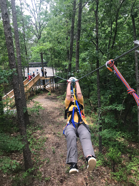 Karen Duquette on the zipline