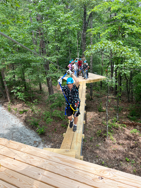 Lee Duquette on the wooden bridge