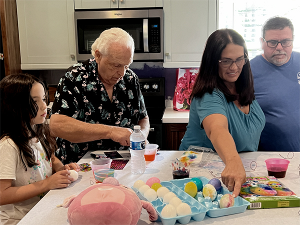 coloring Easter eggs