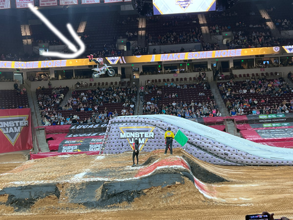 biker in the air at Monster Jam