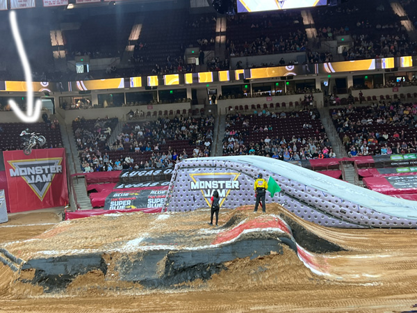biker in the air at Monster Jam