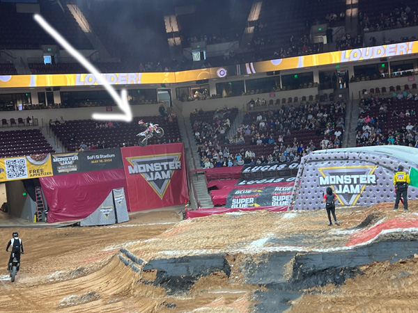 biker in the air at Monster Jam
