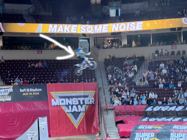 biker in the air at Monster Jam