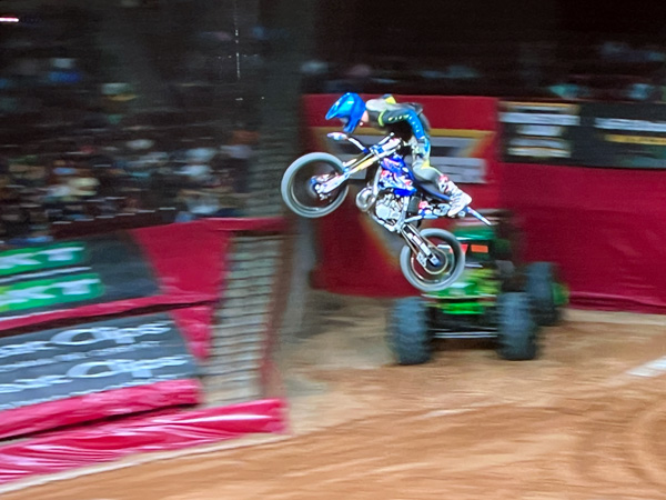 biker in the air at Monster Jam