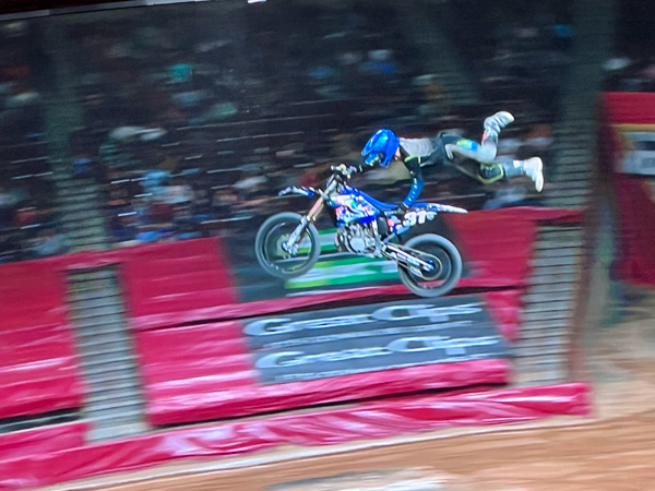 biker in the air at Monster Jam