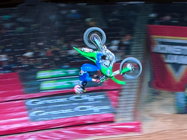 biker in the air at Monster Jam