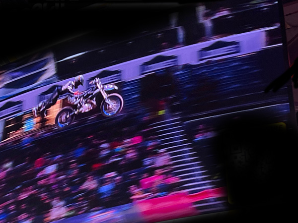 Monster Jam biker high in the air