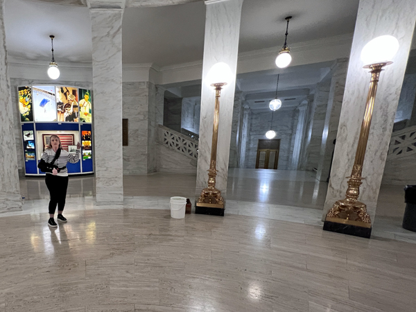 Karen Duquette inside The West Virginia Capitol Building