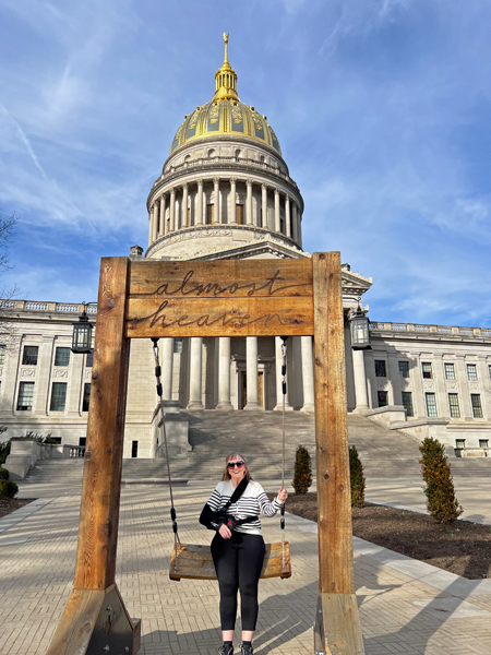 Karen Duquette on the almost heaven swing