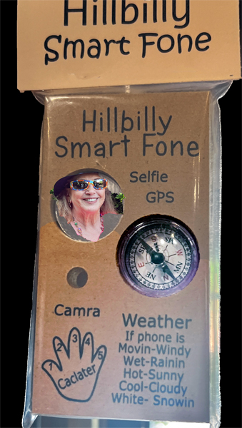 Karen Duquete using a Hillbilly smart fone