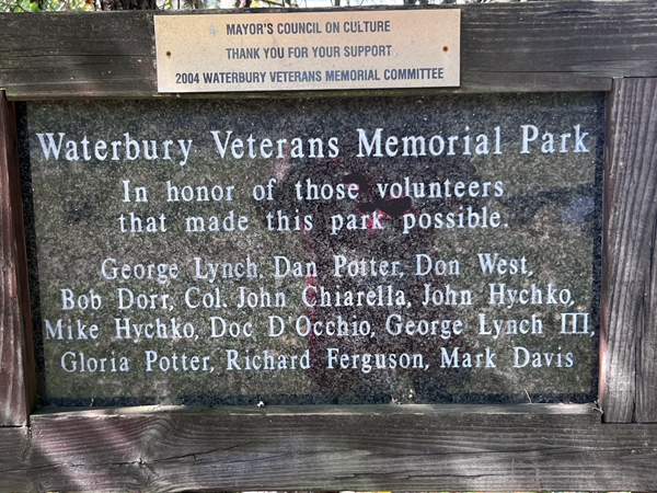Waterbury Veterans Memorial Park sign