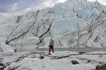 Lee Duquette at the lake in the middle of Matanuska Glacier