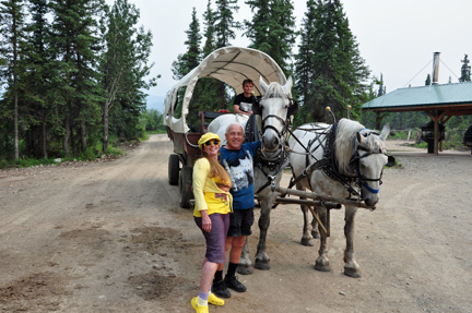 the two RV Gypsies, the driver, wagon, and horses