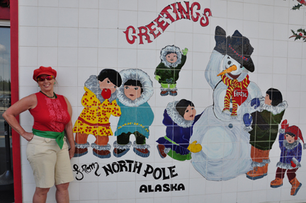 Karen Duquette and  the painted building