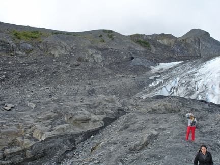 Kristen and Karen on Worthington Glacier in Alaska