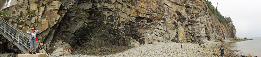 Karen Duquette at the bottom of the stairs at Cape Enrage