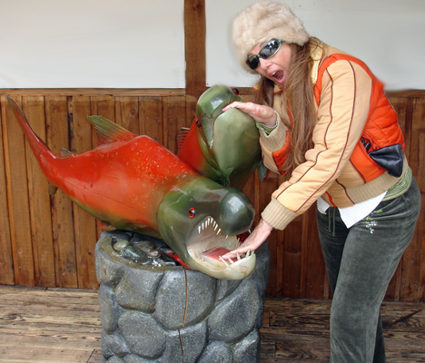 Karen getting bit by vicious fish