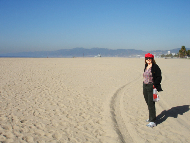 Karen Duquette on Hollywood Beach California in 2006