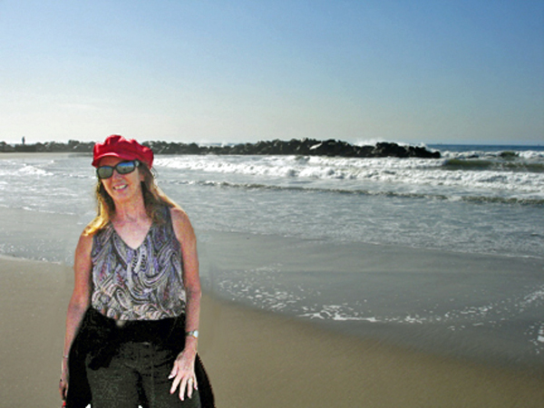 Karen Duquette on Hollywood Beach California in 2006