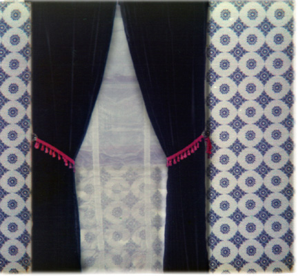 black curtains